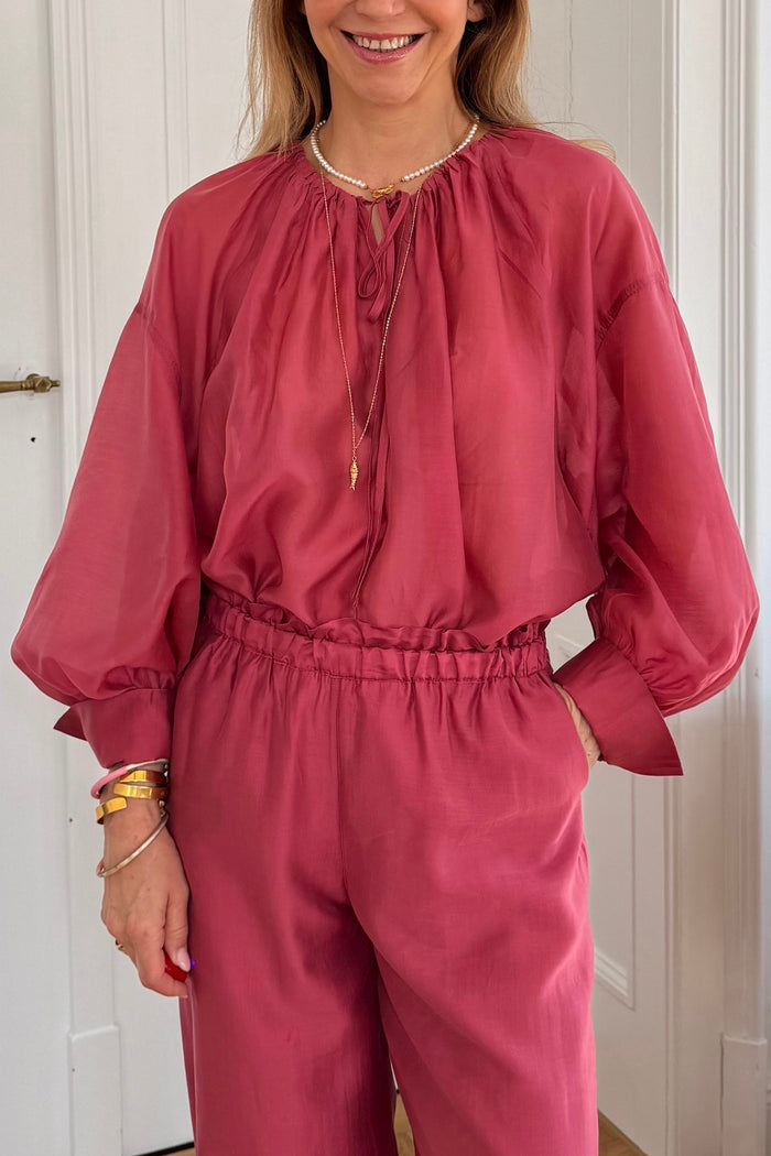 OVERSIZED TRANSPARENT BLOUSE "SILKSTONE" ROSEWINE