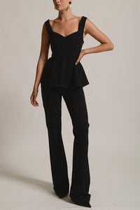 TAILORED PEPLUM TOP BLACK