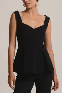 TAILORED PEPLUM TOP BLACK