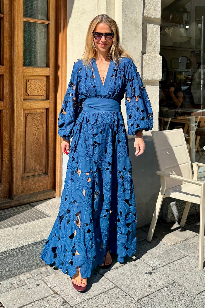 LONG LACE DRESS "ISYRA" ROYAL BLUE