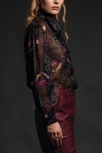 TRANSPARENT BLOUSE "INCARNATION" BLACK/MULTICOLOR