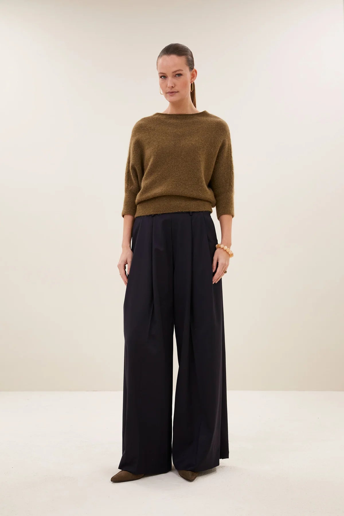 OVERSIZED ALPACA PULLOVER "KYOTO" GOLDEN OLIVE