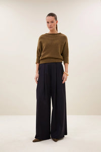 OVERSIZED ALPACA PULLOVER "KYOTO" GOLDEN OLIVE
