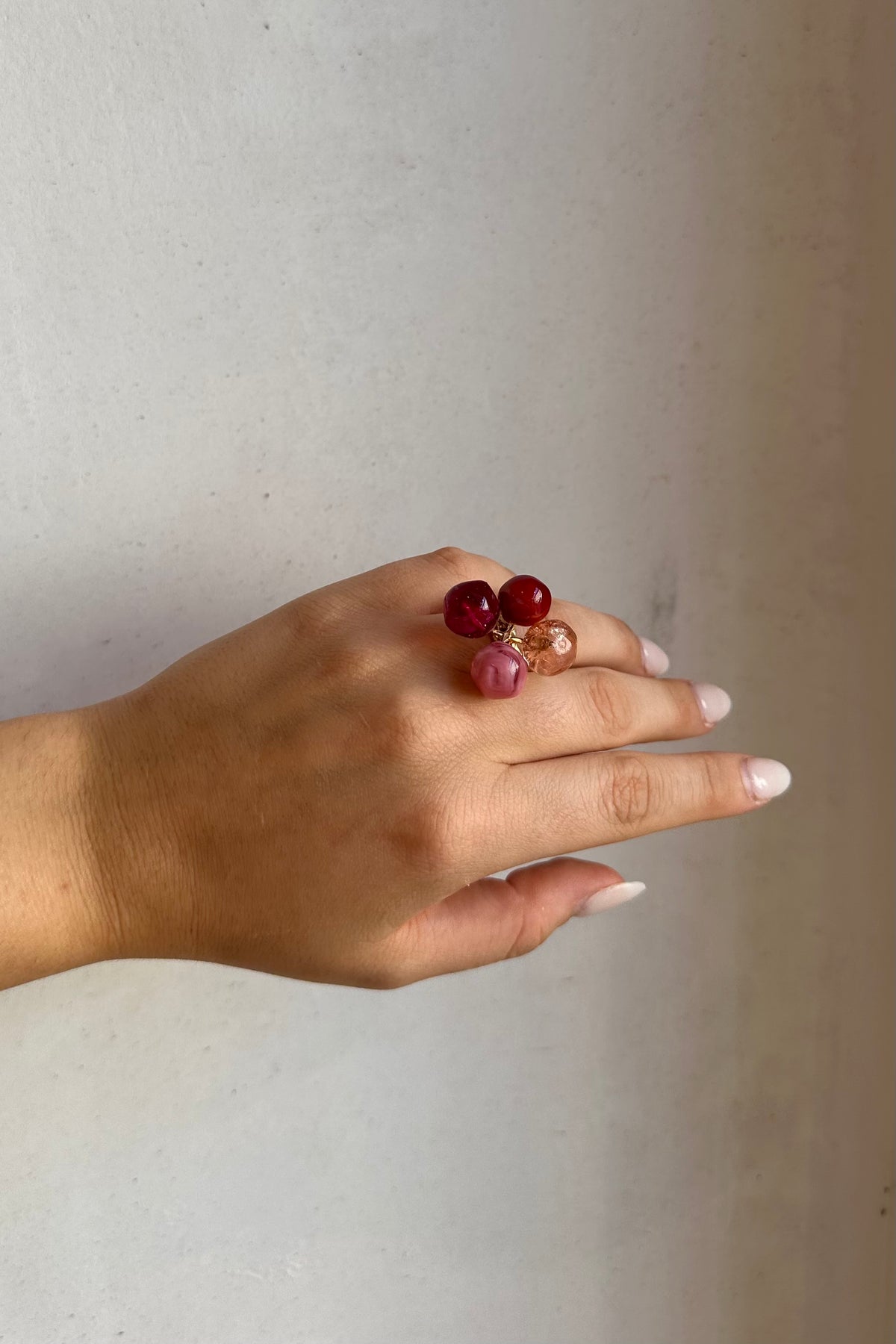 HANDMADE COCKTAIL RING "MURANO" BERRY