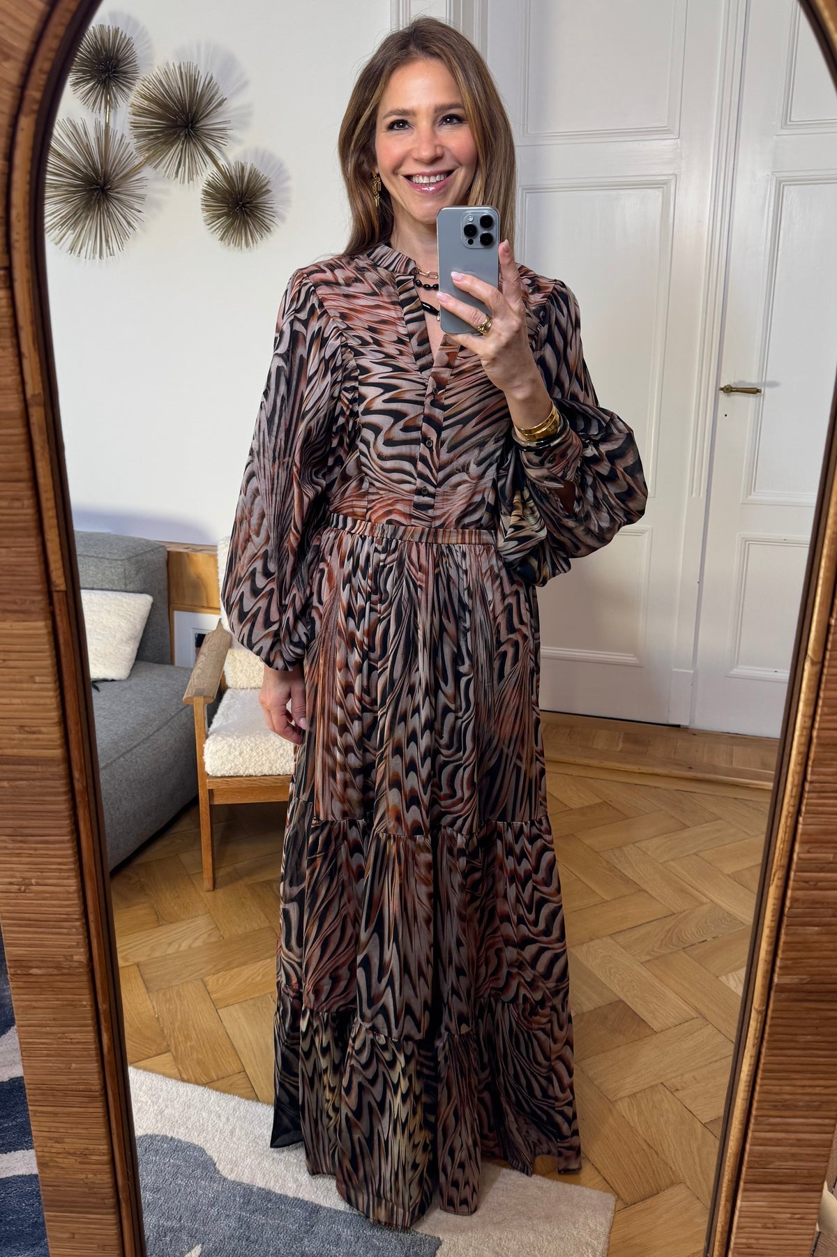SILKY OVERSIZED BLOUSE "IVORY" MULTICOLOR