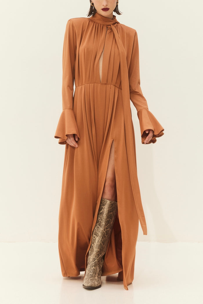 LONG DRESS "PEONY" CARAMEL