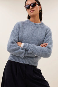 ALPACA BULKY KNIT PULLOVER "SONNY" CLOUD BLUE
