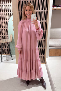MIDI VISCOSE CHIFFON DRESS "SAFFON" DUSTY PINK