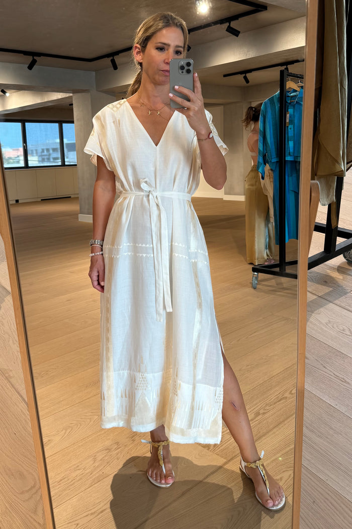 OVERSIZED KAFTAN DRESS "ROOTS" NATURAL/GOLD