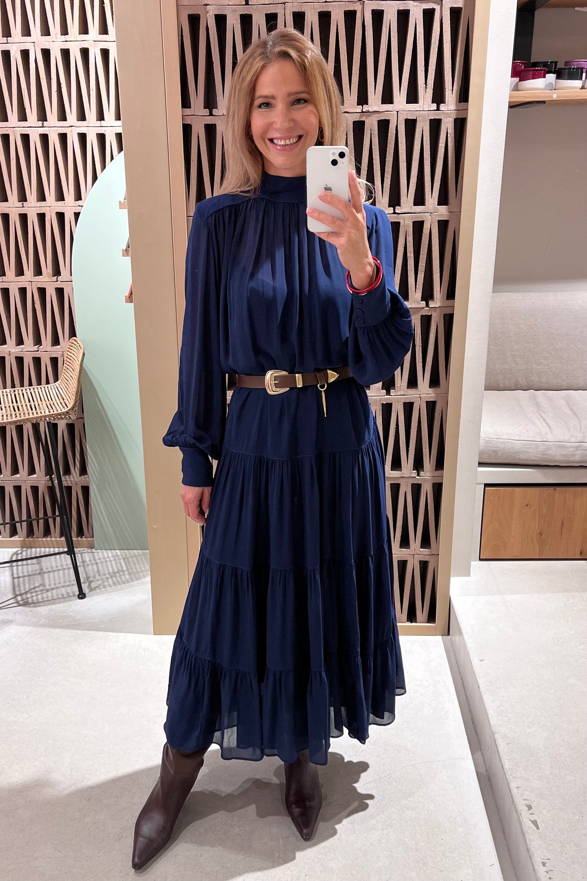 MIDI VISCOSE CHIFFON DRESS "SAFFON" BLUE