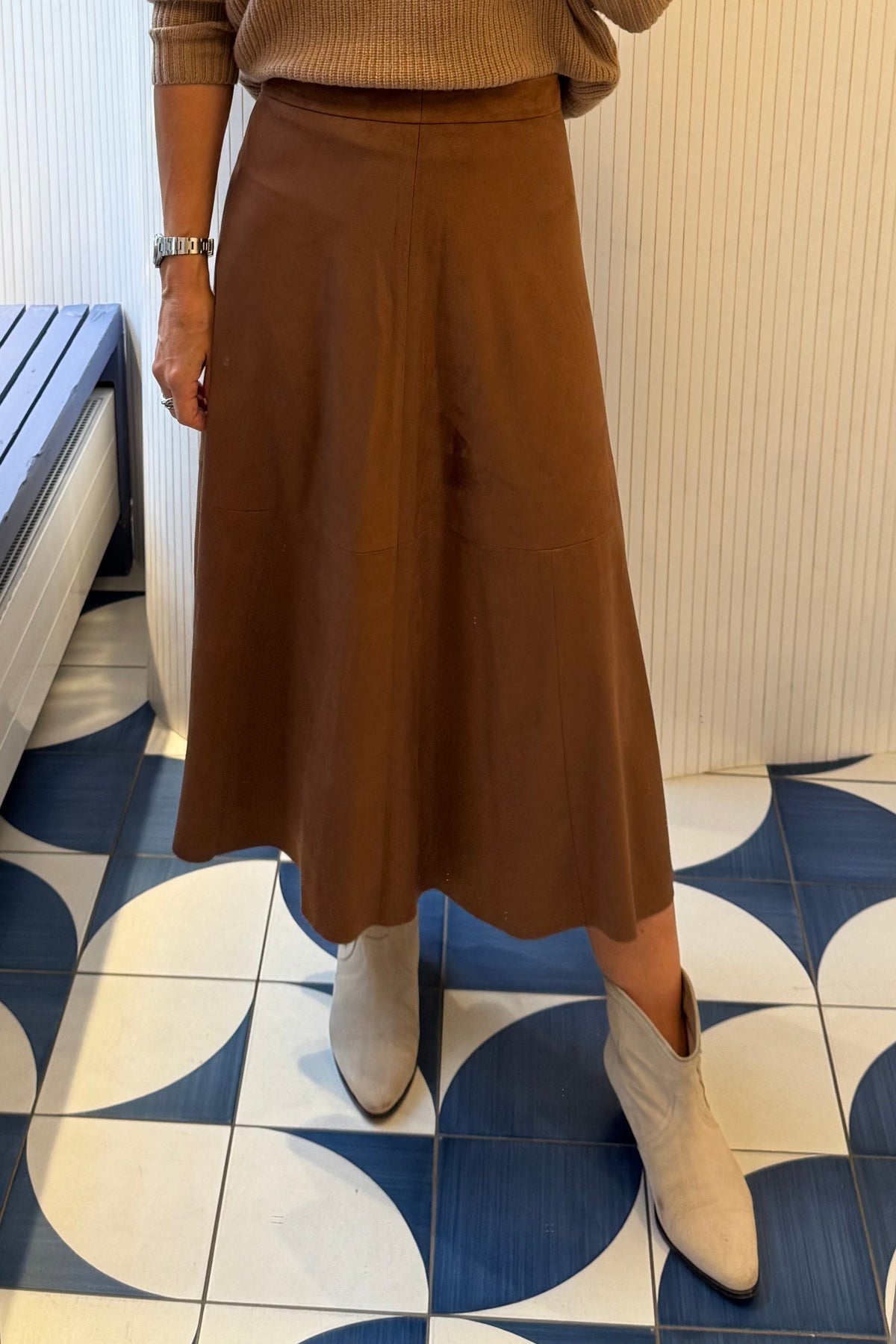 VEGAN SUEDE SKIRT NOUGAT