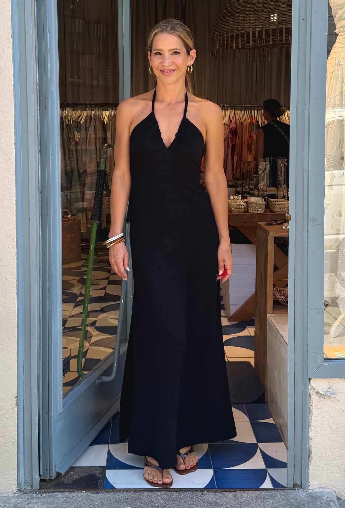 LONG NECKHOLDER DRESS "ZENA" BLACK