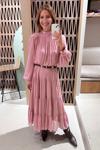 MIDI VISCOSE CHIFFON DRESS "SAFFON" DUSTY PINK