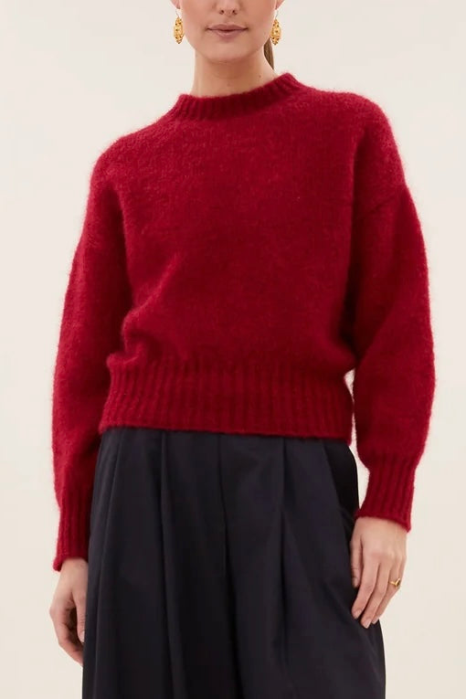 MOHAIR KNIT PULLOVER "SONNY" CARMINE RED