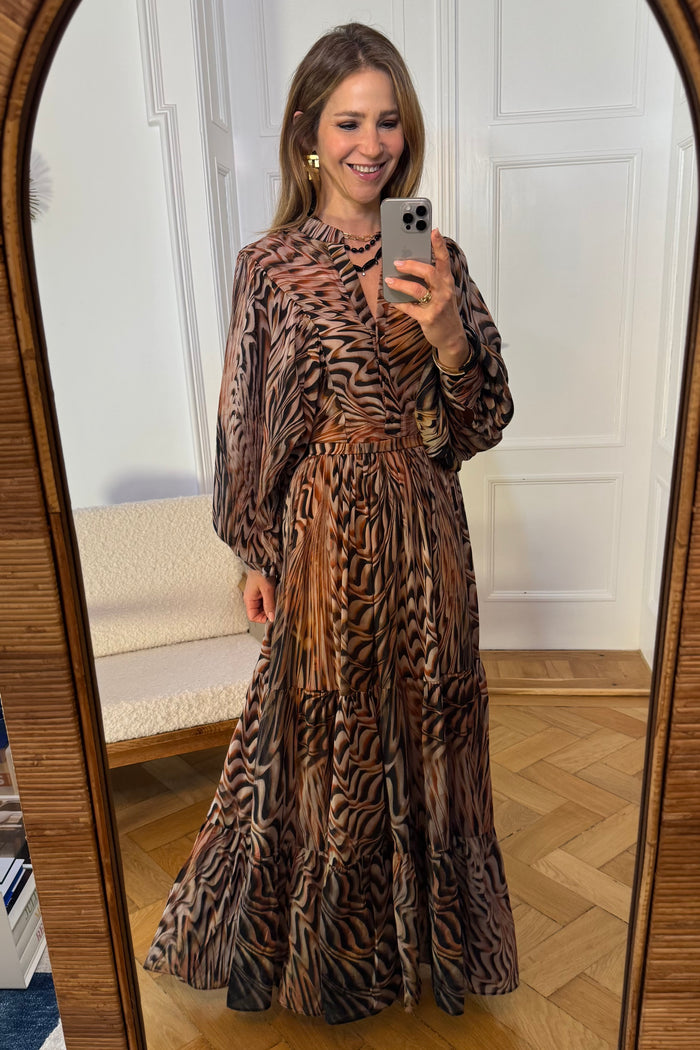 SILKY MAXI SKIRT “IVORY“ MULTICOLOR