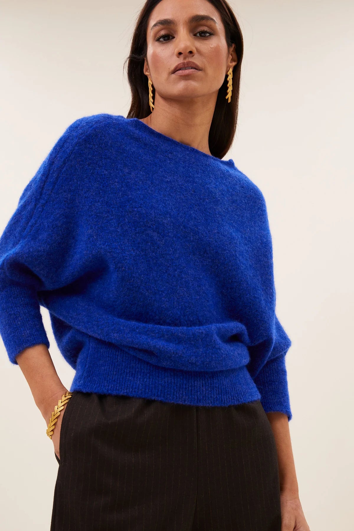 OVERSIZED ALPACA PULLOVER "KYOTO" QUEENS BLUE