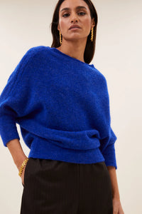 OVERSIZED ALPACA PULLOVER "KYOTO" QUEENS BLUE