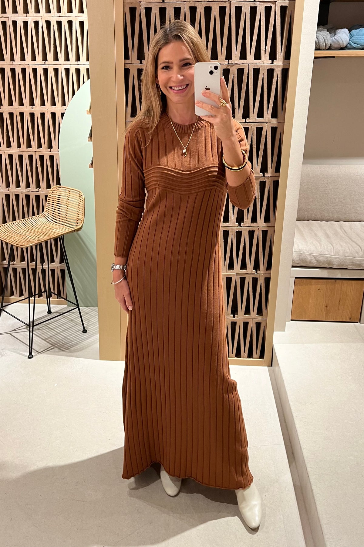 LONG KNIT DRESS "ALAMA" CHOCOLATE