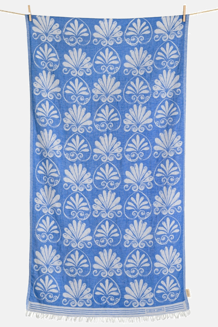 WOVEN BEACH TOWEL "AKROKERAMO" BLUE