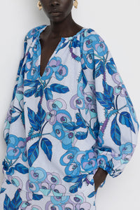 LINEN/COTTON BLOUSE "ALA" MULTI BLUE *PRE ORDER*