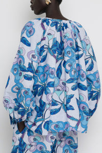 LINEN/COTTON BLOUSE "ALA" MULTI BLUE *PRE ORDER*