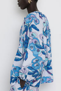 LINEN/COTTON BLOUSE "ALA" MULTI BLUE *PRE ORDER*