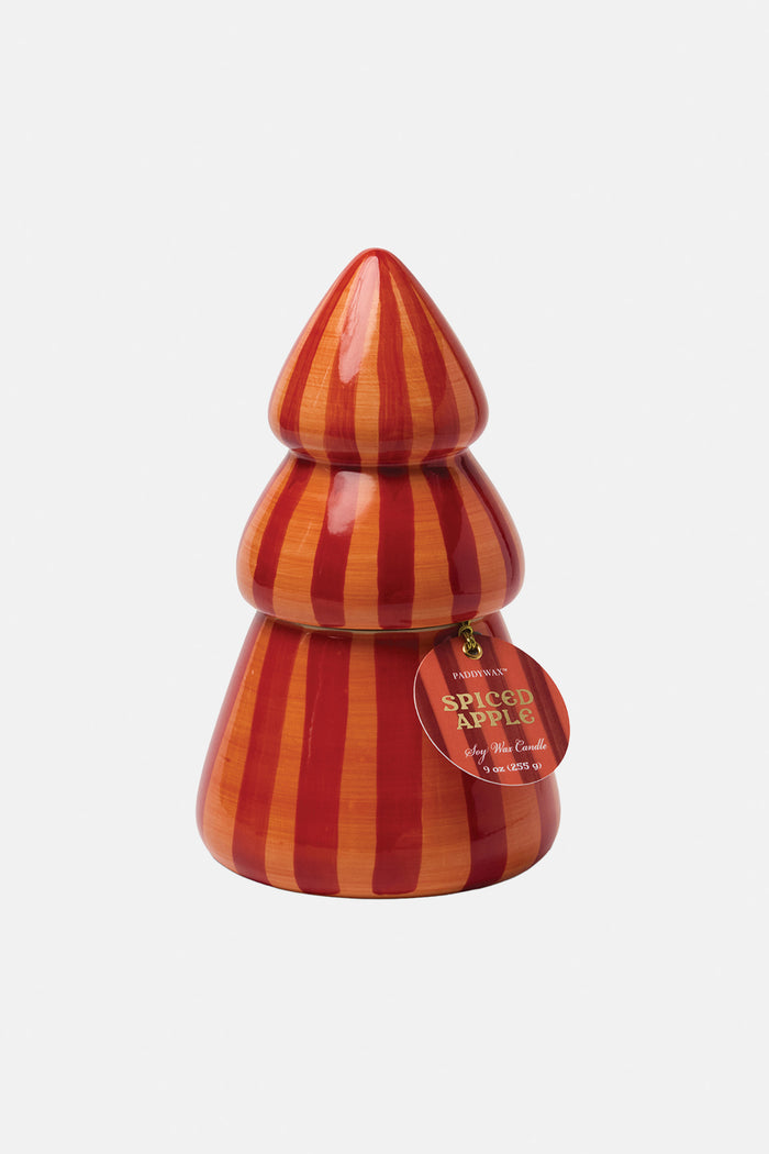 CERAMIC TREE CANDLE "SPICED APPLE“ RED/ORANGE