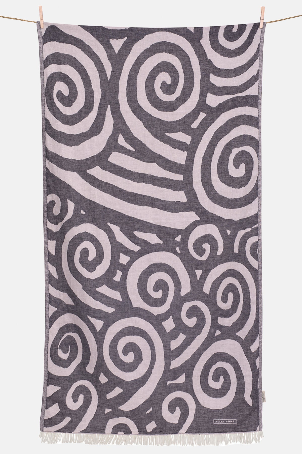 WOVEN BEACH TOWEL "AVRA" BLACK/NATURAL