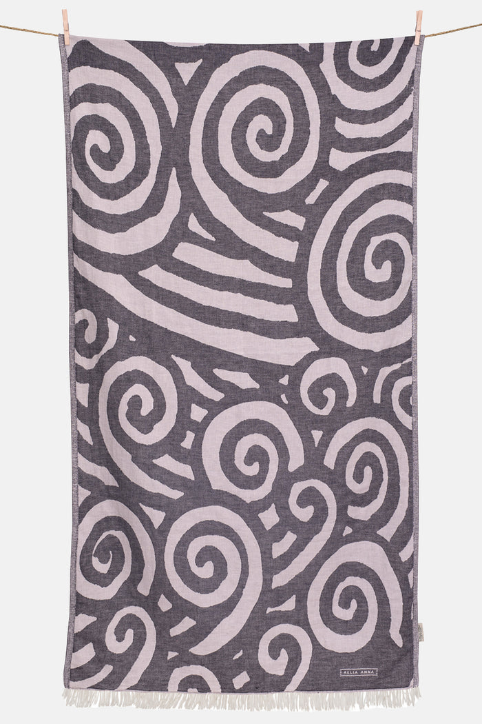 WOVEN BEACH TOWEL "AVRA" BLACK/NATURAL