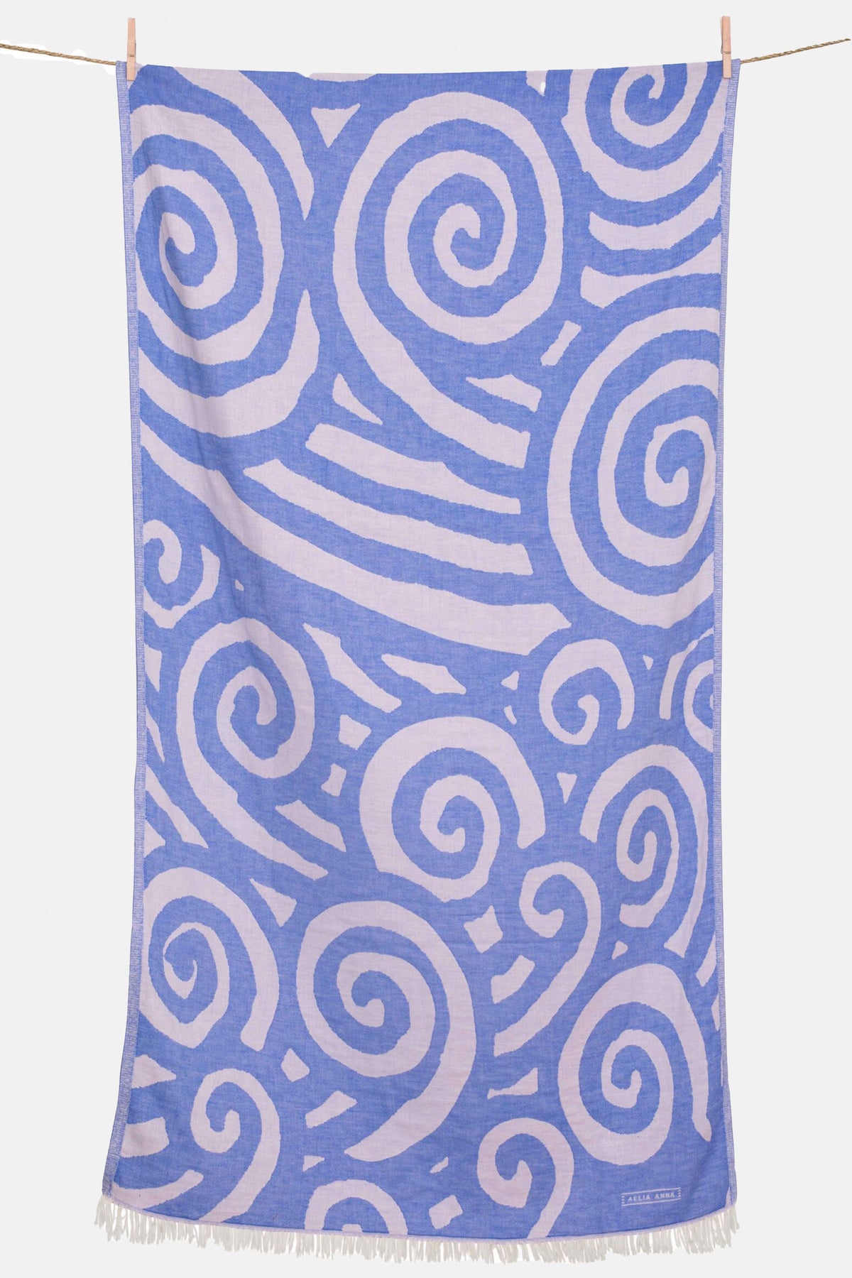 WOVEN BEACH TOWEL "AVRA" BLUE/NATURAL