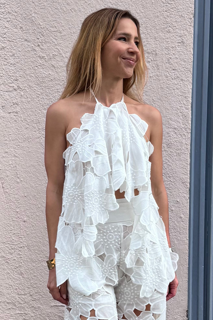 NECKHOLDER LACE TOP "AURELIA" WHITE