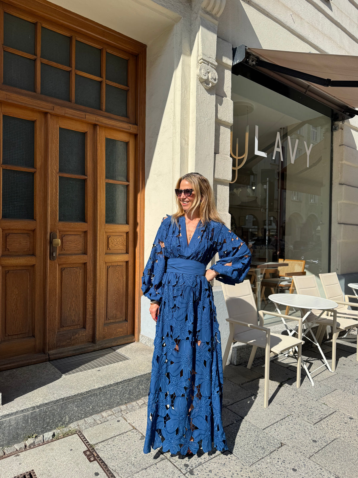 LONG LACE DRESS "ISYRA" ROYAL BLUE