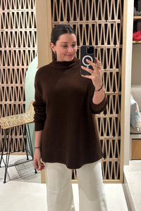 OVERSIZED SUPERSOFT KNIT PULLOVER BROWN