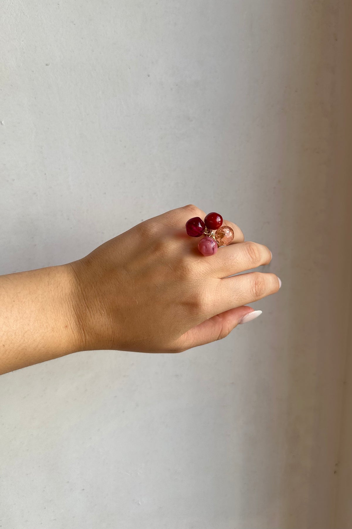 HANDMADE COCKTAIL RING "MURANO" BERRY