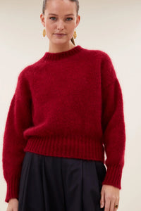 MOHAIR KNIT PULLOVER "SONNY" CARMINE RED
