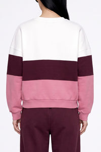 OVERSIZED COLOR BLOCK HOODIE BORDEAUX/LIGHT PINK/WHITE