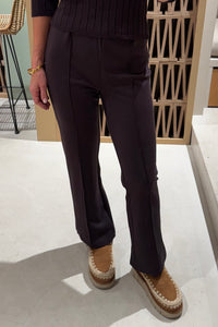 STRAIGHT LEG CROPPED VISCOSE PANTS BROWN