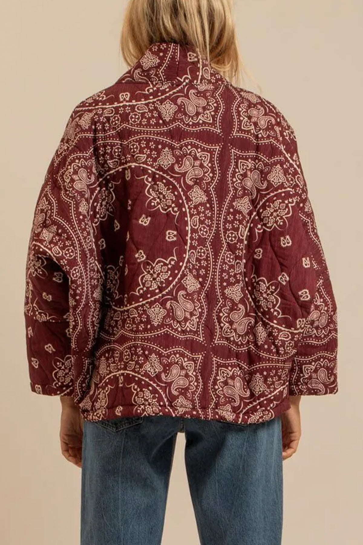 PADDED VISCOSE JACKET "BANDANA" BORDEAUX