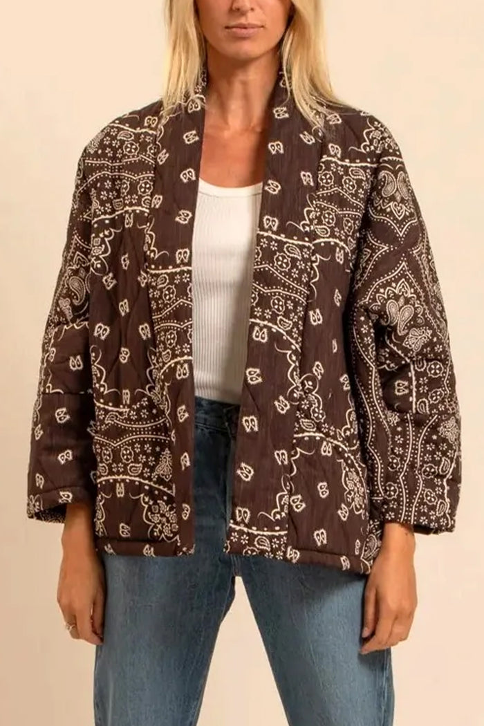 PADDED VISCOSE JACKET "BANDANA" CHOCOLAT