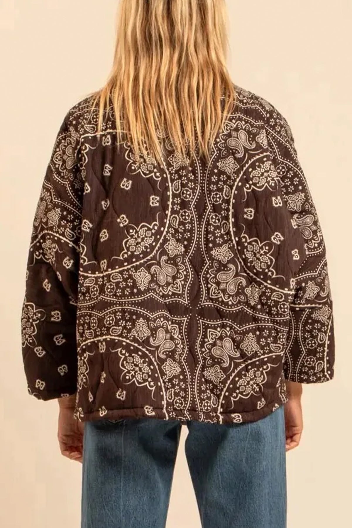 PADDED VISCOSE JACKET "BANDANA" CHOCOLAT