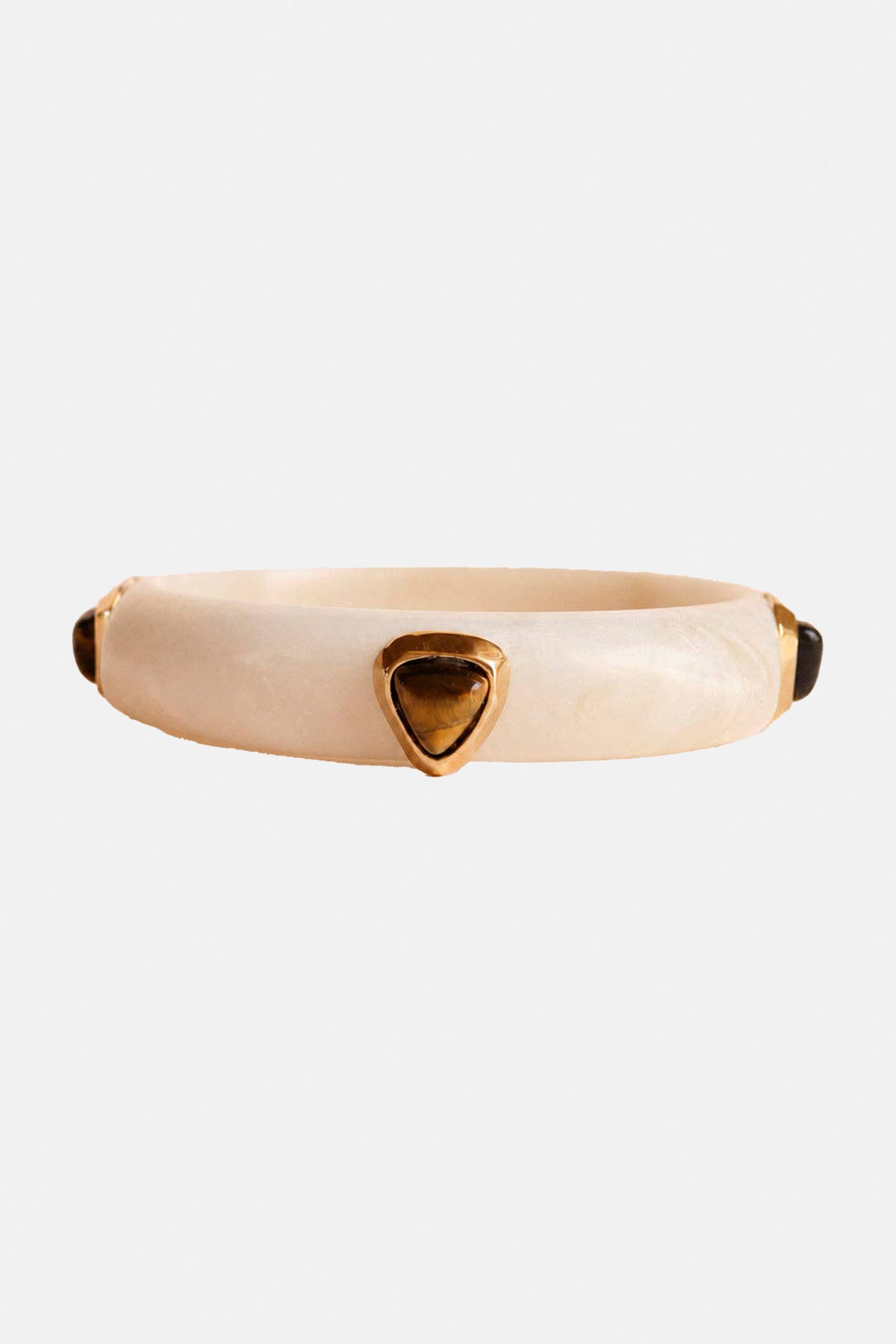 STATEMENT BANGLE "MARBLE SLIM" OFF WHITE/TIGER EYE