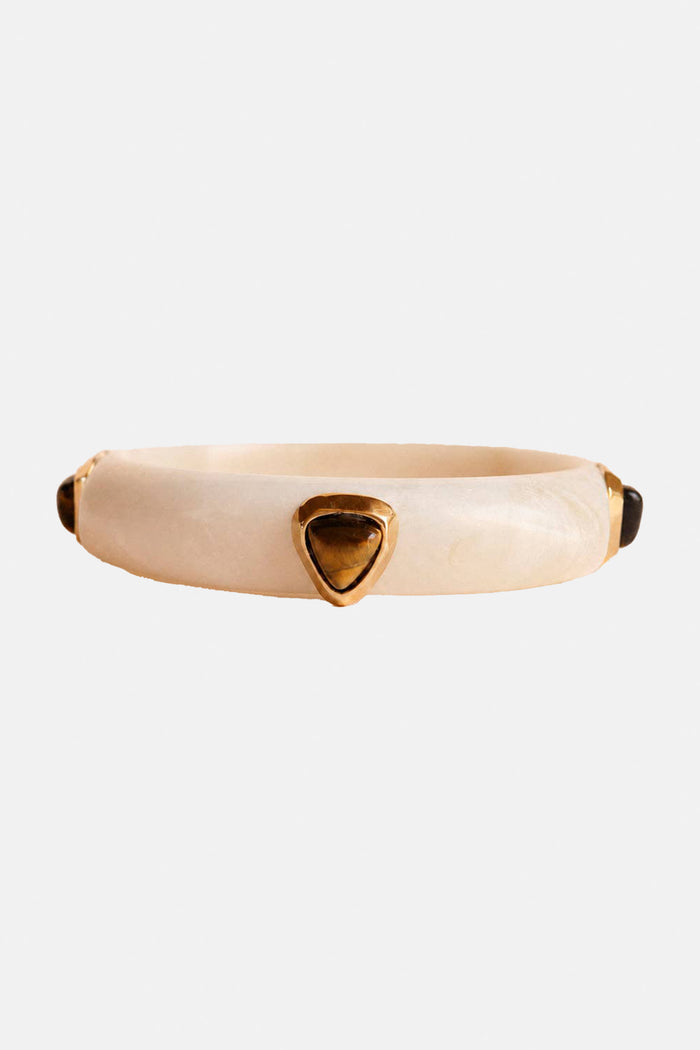 STATEMENT BANGLE "MARBLE SLIM" OFF WHITE/TIGER EYE