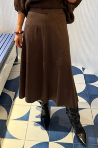 VEGAN SUEDE SKIRT CHOCOLATE