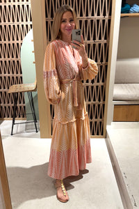 LONG TUNIC DRESS "FINIKAS DEGRADE" TERRACOTTA