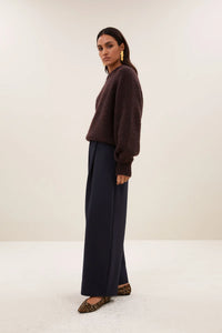 OVERSIZED ALPACA PULLOVER CHOCOLATE BROWN