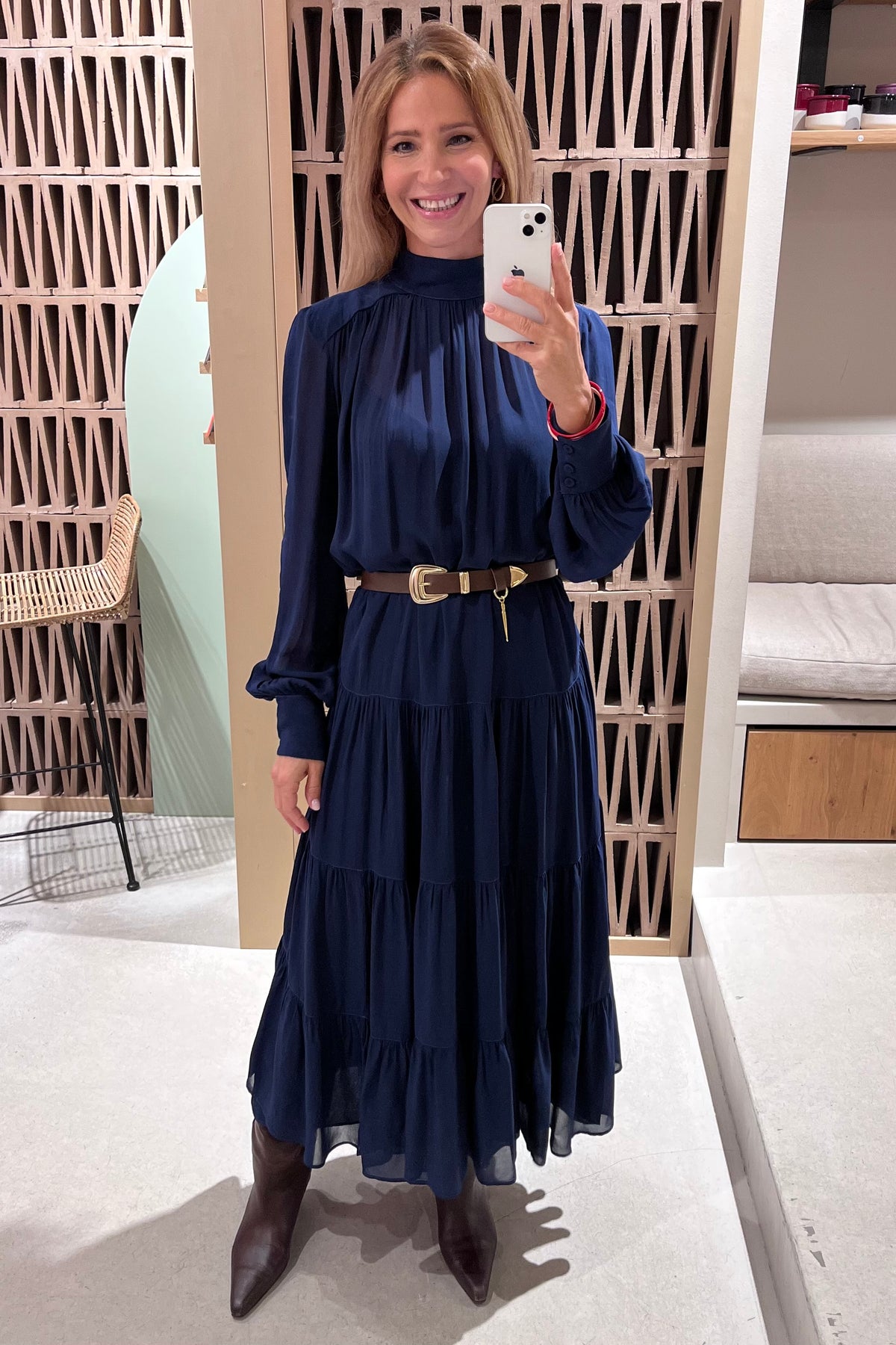 MIDI VISCOSE CHIFFON DRESS "SAFFON" BLUE