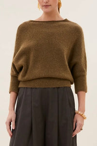 OVERSIZED ALPACA PULLOVER "KYOTO" GOLDEN OLIVE