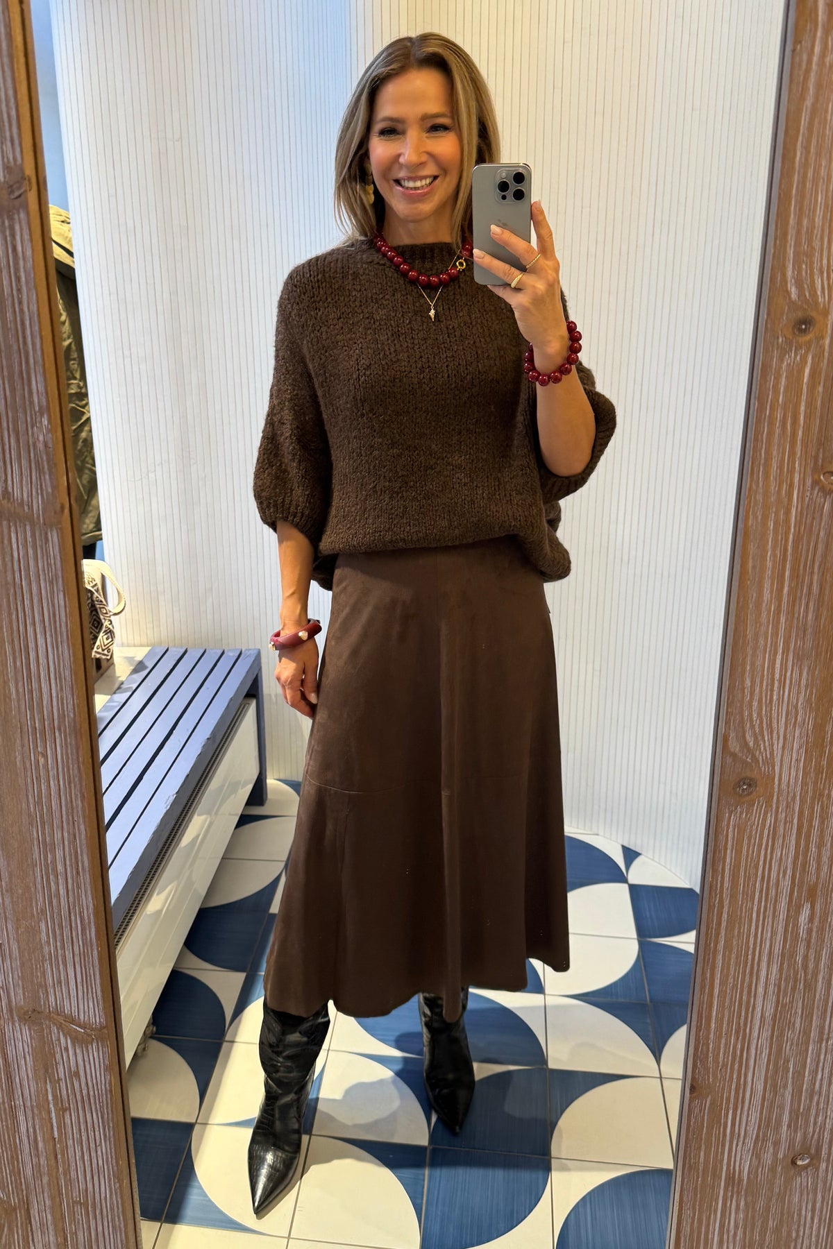 VEGAN SUEDE SKIRT CHOCOLATE