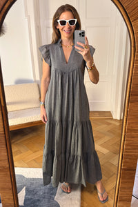 LONG COTTON GAZE DRESS "THIRA" GREY