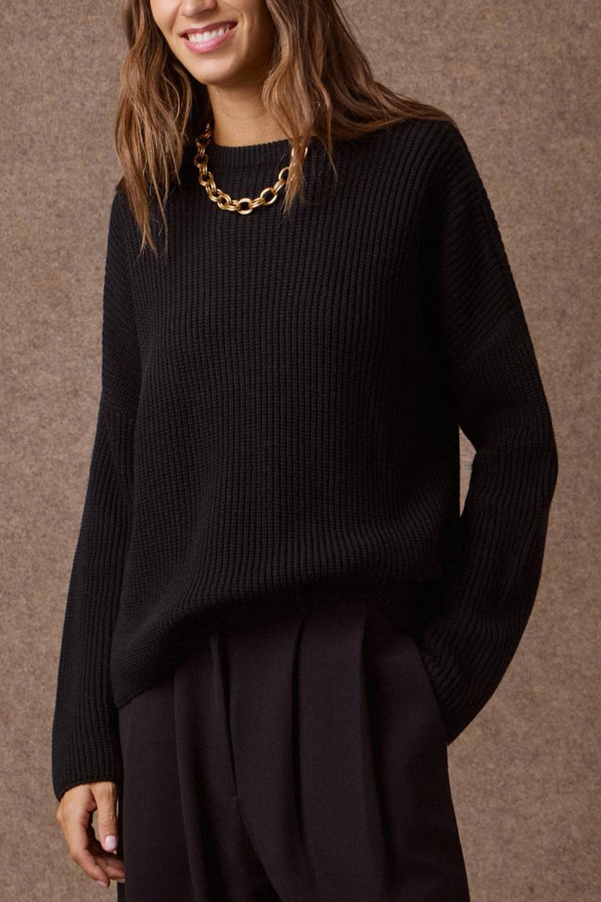 OVERSIZED KNIT PULLOVER BLACK